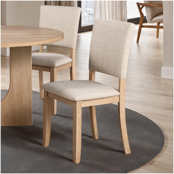 Fevis Upholstered Dining Chairs Set of 4 with Natural Fabric Seat and Sturdy Wood Frame – Transitional Side Chairs